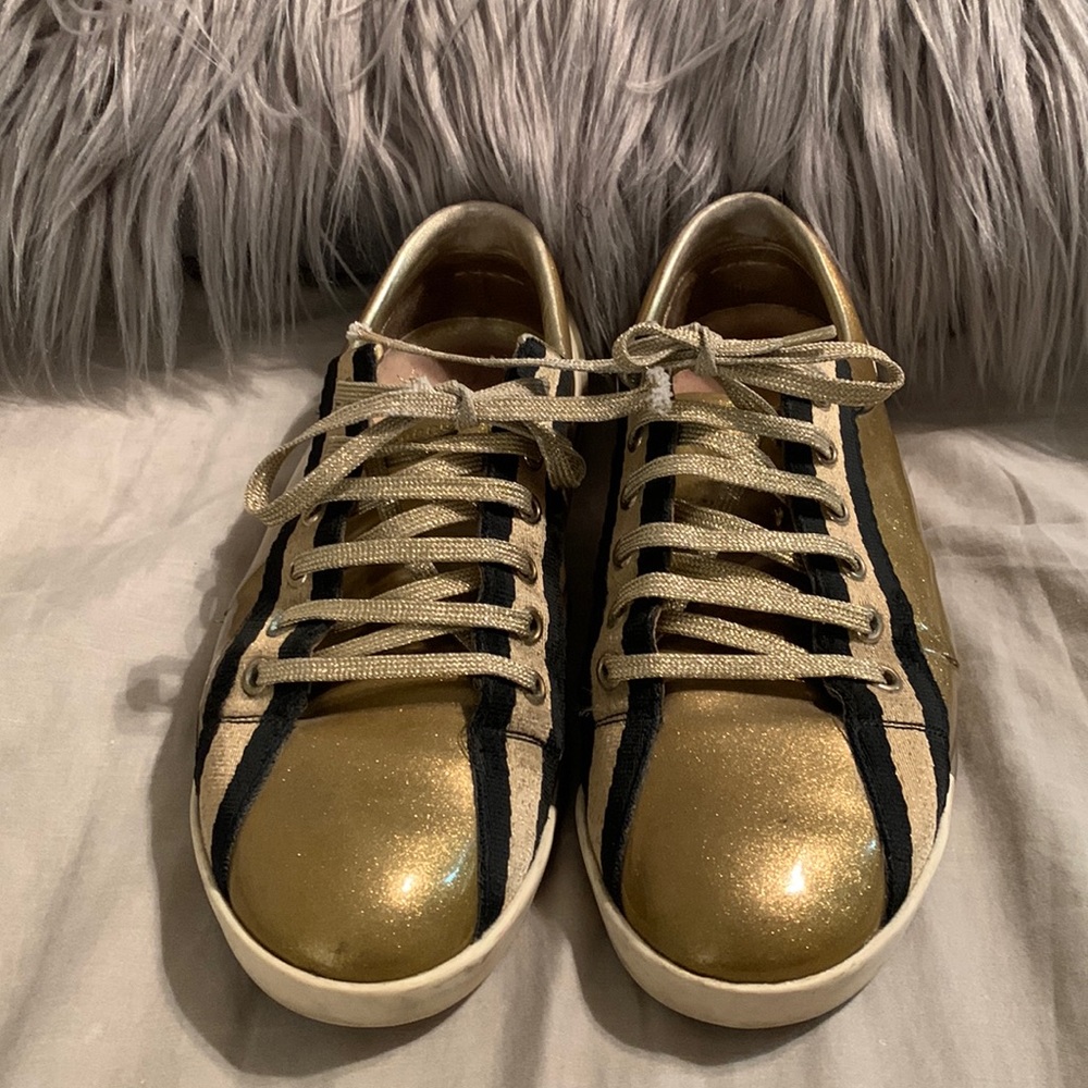 Authentic Gold & Black women’s Gucci sneakers, size 39